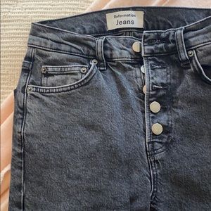 Black reformation high rise jeans